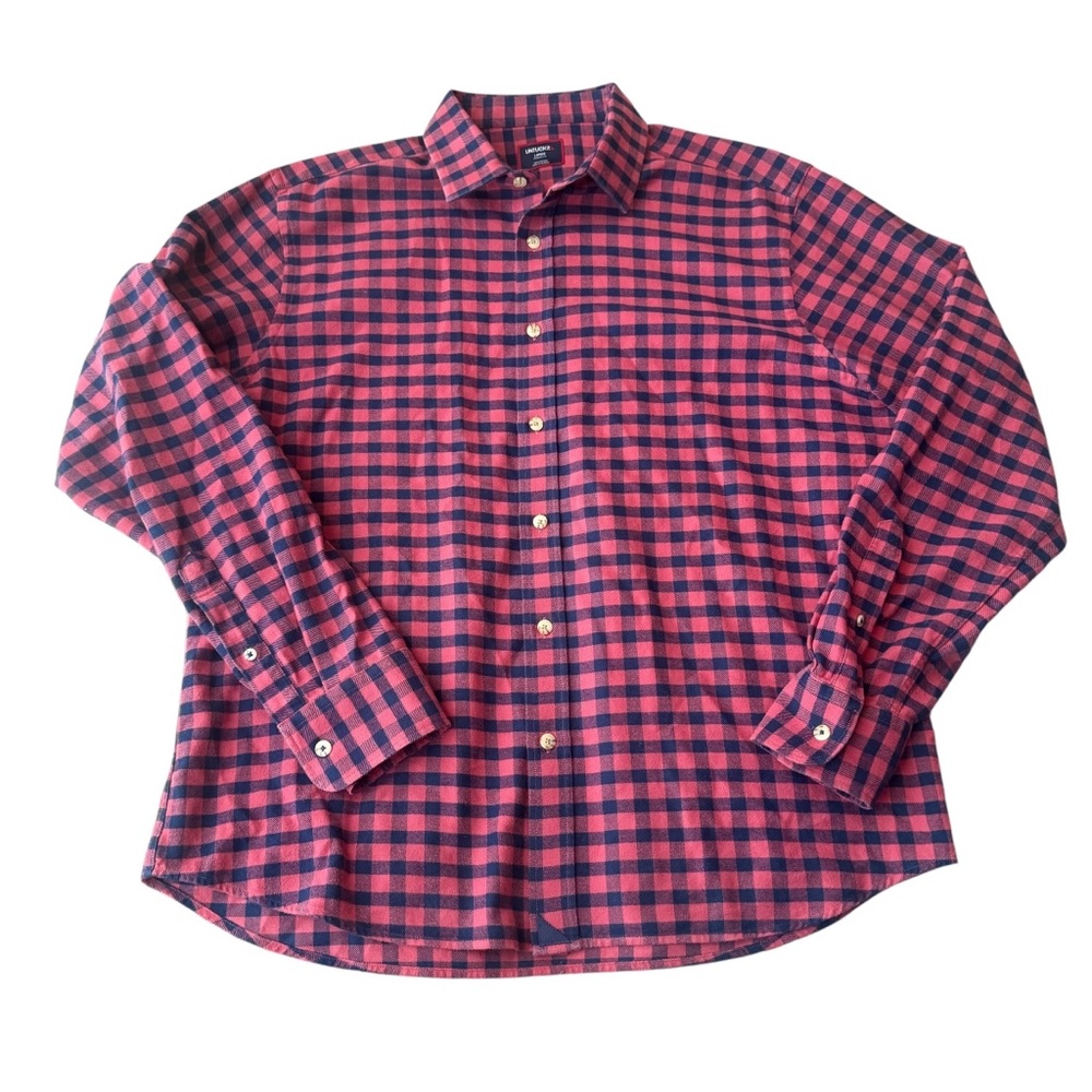 UNTUCKit Bricco Red and Navy Plaid Button Down Shirt
